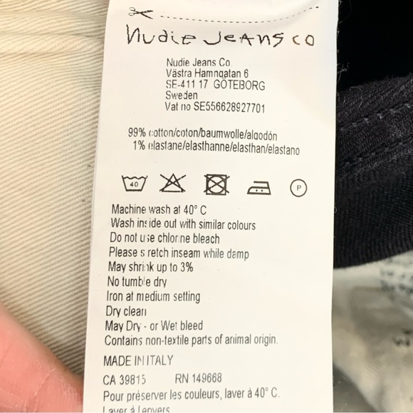 Nudie Jeans Womens 30x27 Black Skinny Lean Dean Made in Italy Midrise - Picture 7 of 8